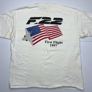 Vintage F-22 First Flight 1997 Lockhead Martin Raptor T shirt Hanes White - XL